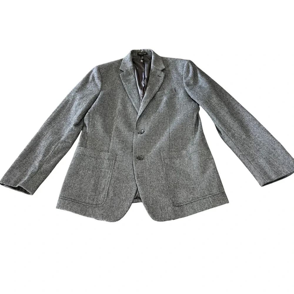 Banana Republic Mens 40R Grey Herringbone Wool Blend Academia Fit Blazer Jacket